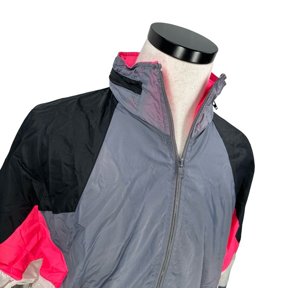 Vintage Nike Colorblock Windbreaker Jacket Men's Size L Black Gray Pink White - Picture 2 of 10